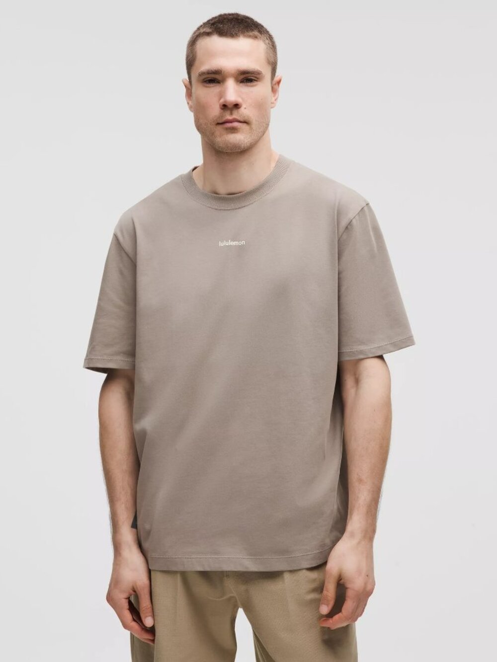 *NWT Lululemon Men's Heavyweight Cotton Jersey T-Shirt Wordmark Graphic - Grey